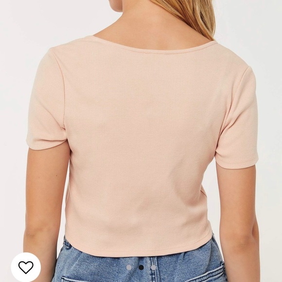 *SOLD* ardene light pink ultra cropped top w/ ruched drawstring - Picture 2 of 2